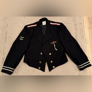 Rag Retro Wool Blend Military Jacket Medium M Cropped Gold Buttons Embroidered